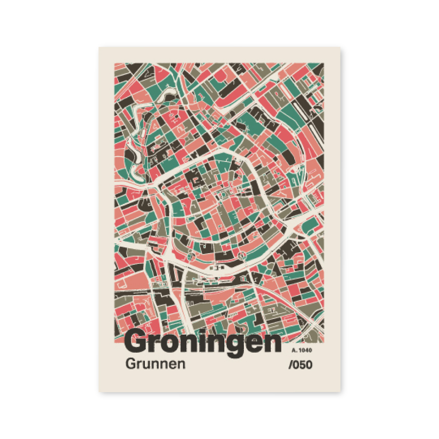 Plattegrond poster Licht Groningen mozaiek stl 02 7 | Funky Fellow