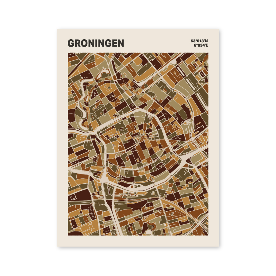Plattegrond poster Licht Groningen mozaiek stl 03 4 | Funky Fellow