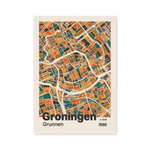Plattegrond poster Licht Groningen mozaiek stl 06 7 | Funky Fellow