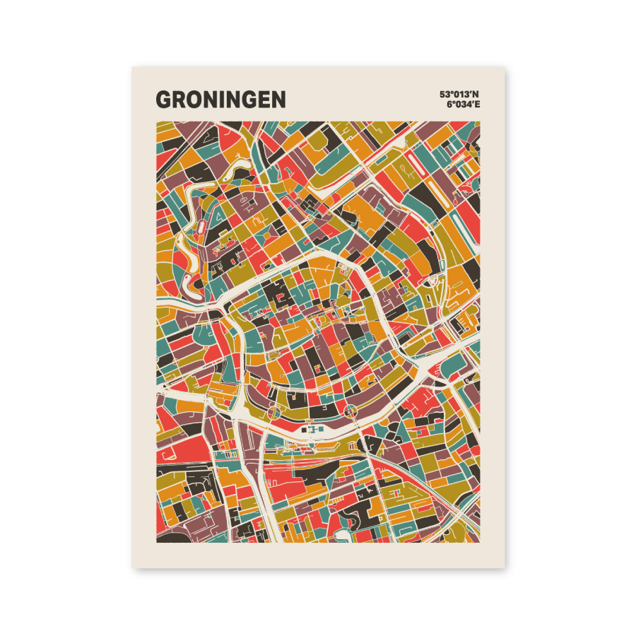 Plattegrond poster Licht Groningen mozaiek stl 07 3 | Funky Fellow