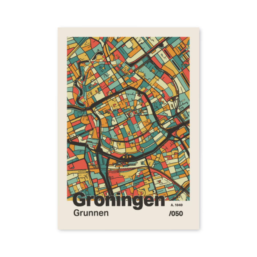Plattegrond poster Licht Groningen mozaiek stl 08 7 | Funky Fellow