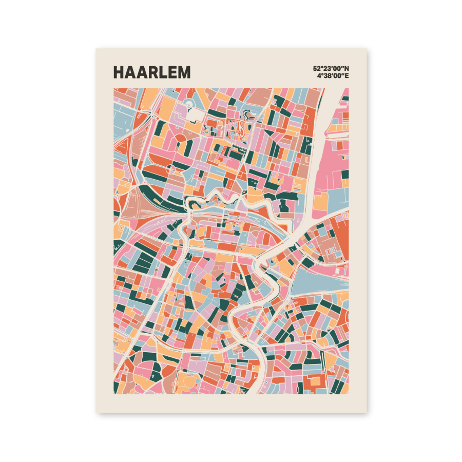 Plattegrond poster Licht Haarlem mozaiek stl 04 mockup poster schaduw 06 | Funky Fellow