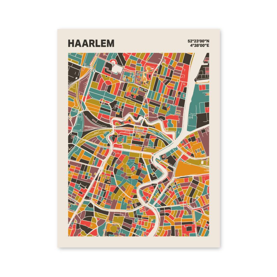 Plattegrond poster Licht Haarlem mozaiek stl 07 mockup poster schaduw 06 | Funky Fellow