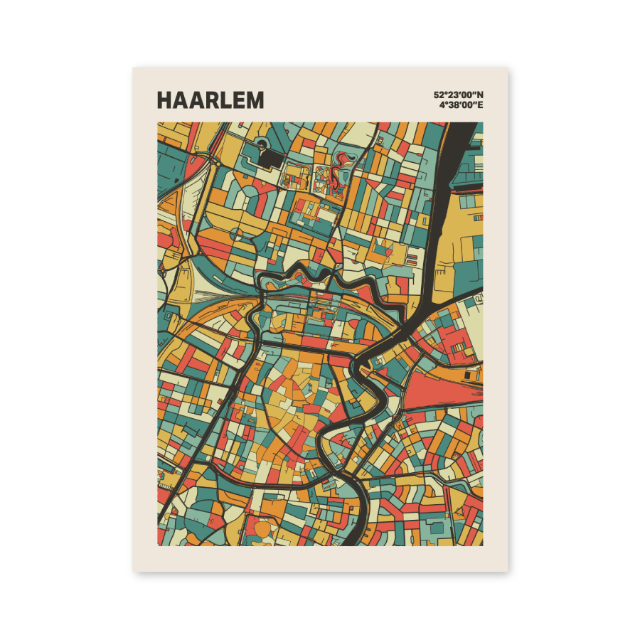 Plattegrond poster Licht Haarlem mozaiek stl 08 mockup poster schaduw 06 | Funky Fellow