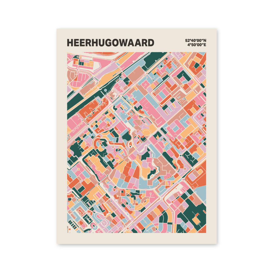 Plattegrond poster Licht Heerhugowaard mozaiek stl 04 mockup poster schaduw 06 | Funky Fellow