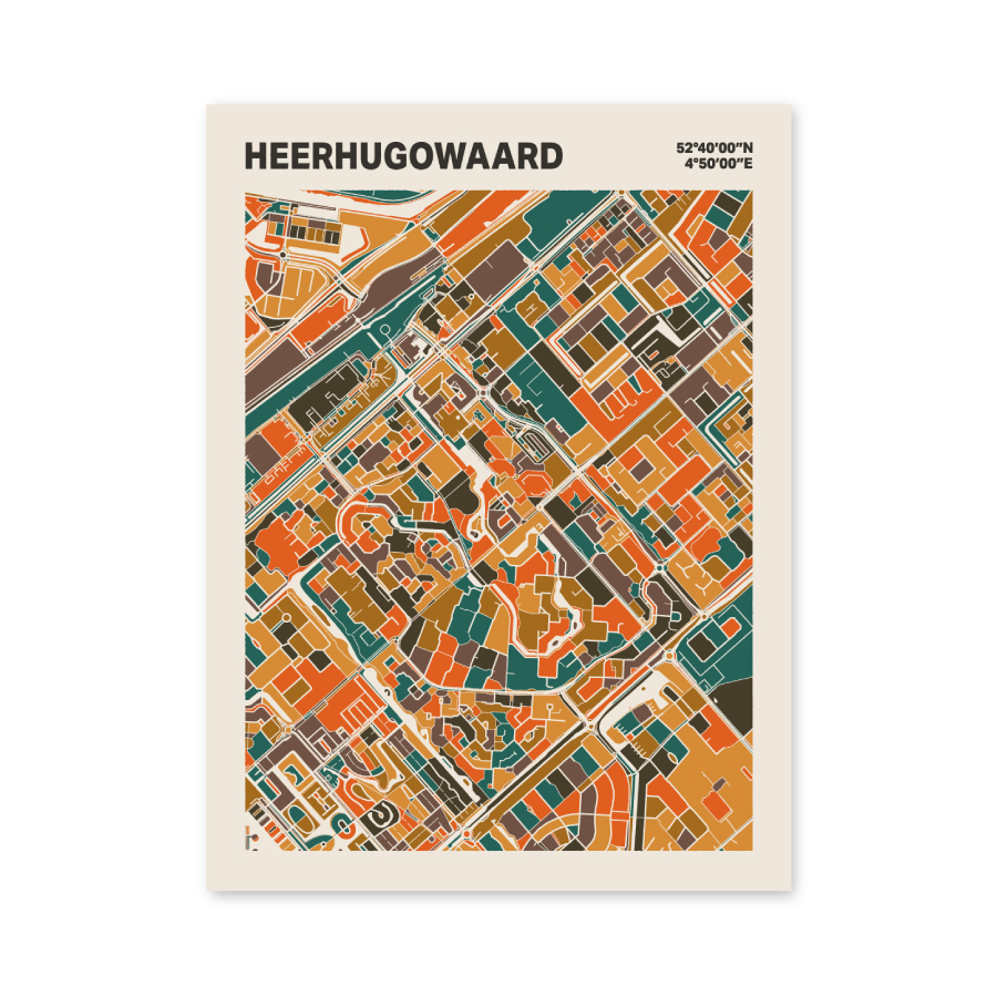 Plattegrond poster Licht Heerhugowaard mozaiek stl 06 mockup poster schaduw 06 | Funky Fellow