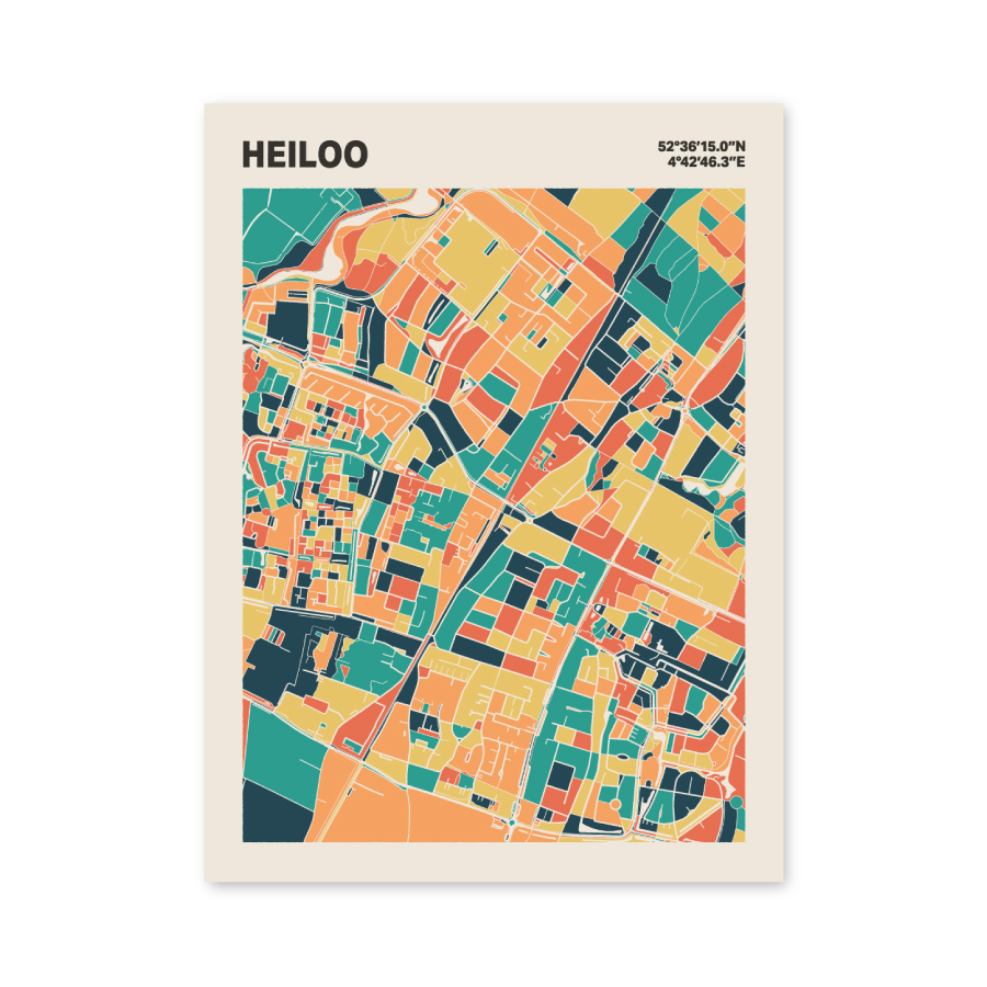 Plattegrond poster Licht Heiloo mozaiek stl 01 mockup poster schaduw 06 | Funky Fellow