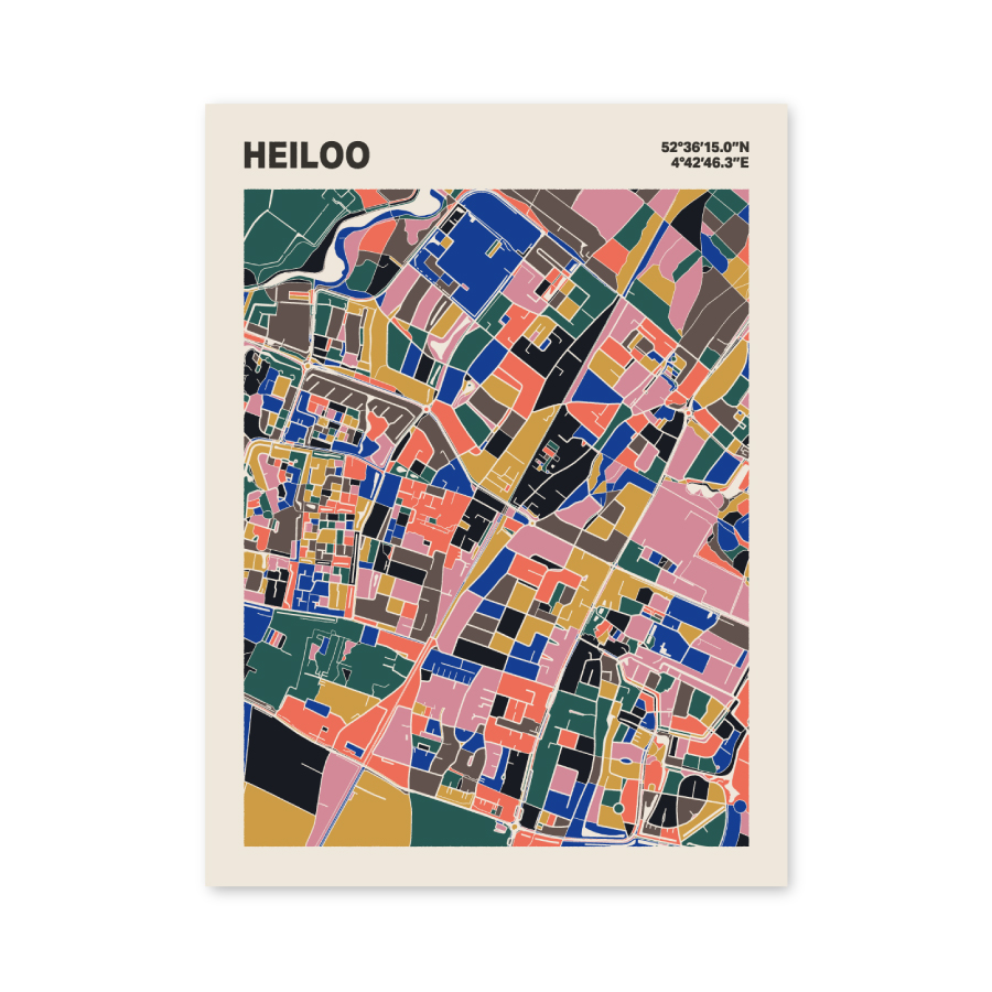 Plattegrond poster Licht Heiloo mozaiek stl 05 mockup poster schaduw 06 | Funky Fellow