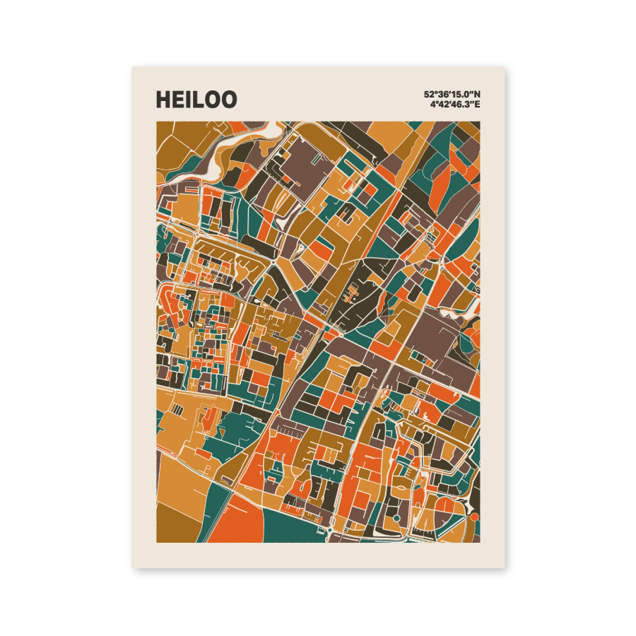 Plattegrond poster Licht Heiloo mozaiek stl 06 mockup poster schaduw 06 | Funky Fellow