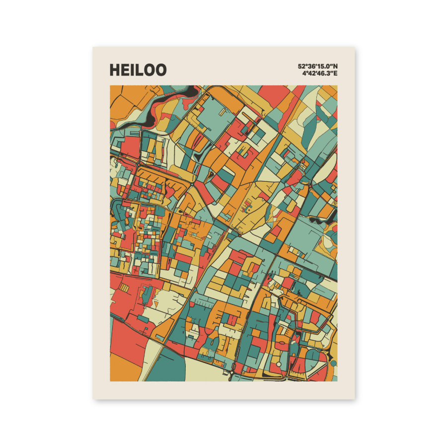 Plattegrond poster Licht Heiloo mozaiek stl 08 mockup poster schaduw 06 | Funky Fellow