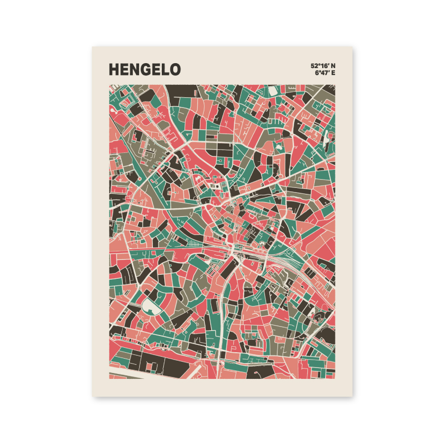 Plattegrond poster Licht Hengelo mozaiek stl 02 3 | Funky Fellow