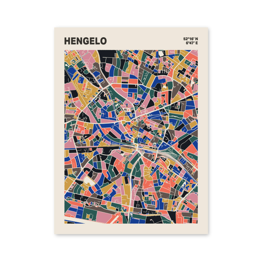 Plattegrond poster Licht Hengelo mozaiek stl 05 3 | Funky Fellow