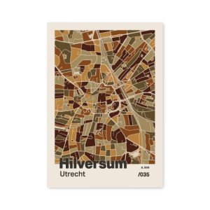 Plattegrond poster Licht Hilversum mozaiek stl 03 mockup A6 schaduw voorkant | Funky Fellow
