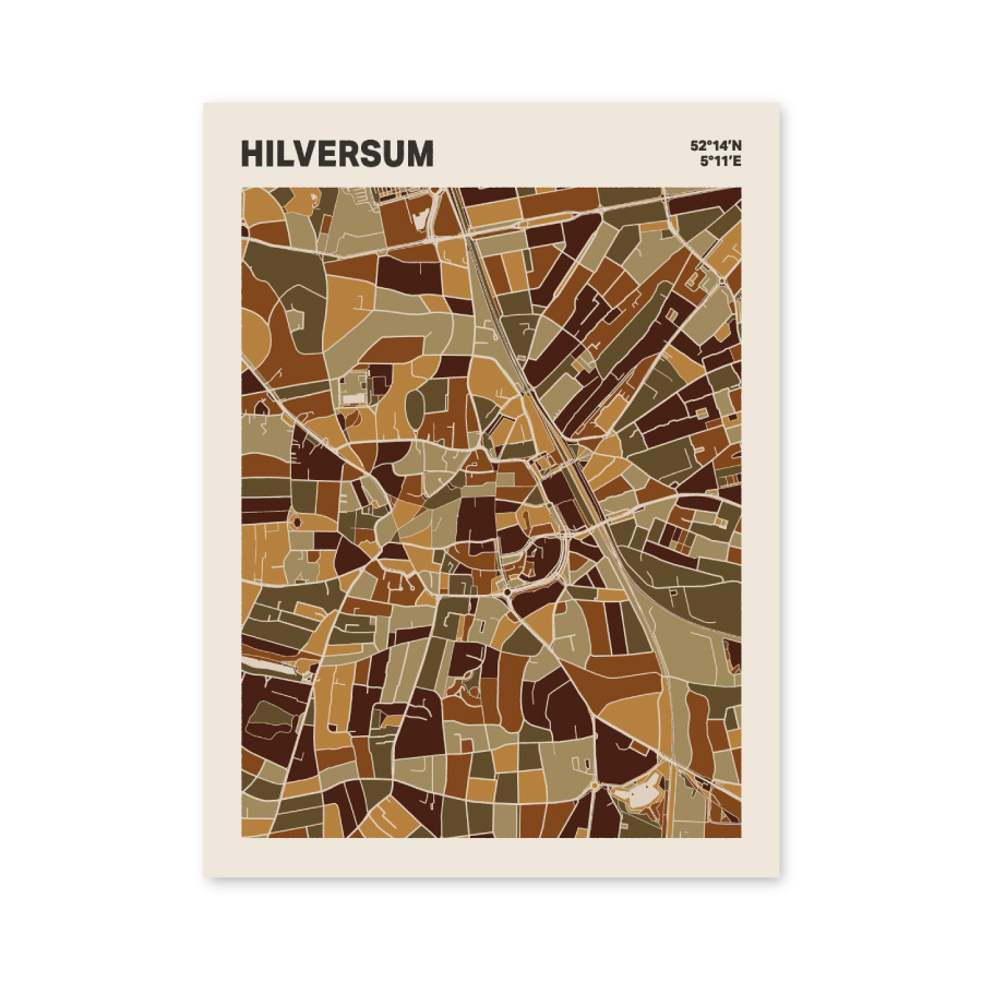 Plattegrond poster Licht Hilversum mozaiek stl 03 mockup poster schaduw 06 | Funky Fellow