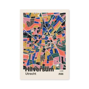 Plattegrond poster Licht Hilversum mozaiek stl 05 mockup A6 schaduw voorkant | Funky Fellow
