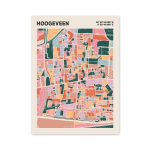 Plattegrond poster Licht Hoogeveen mozaiek stl 04 | Funky Fellow