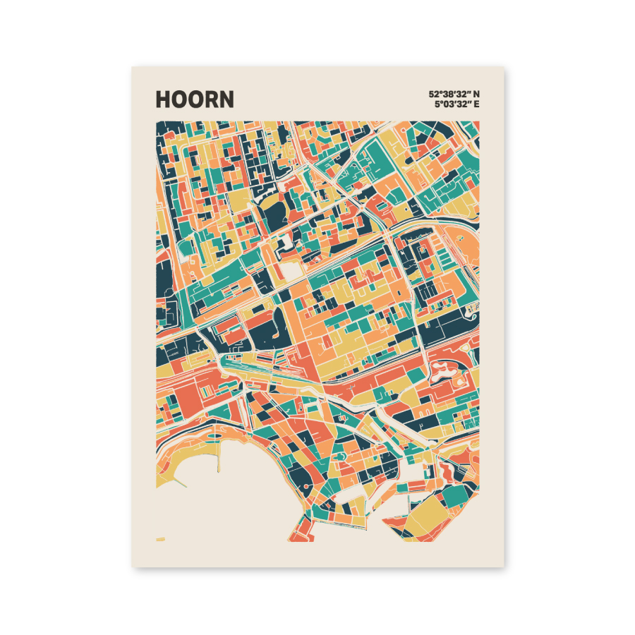 Plattegrond poster Licht Hoorn mozaiek stl 01 mockup poster schaduw 06 | Funky Fellow