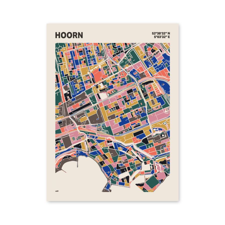 Plattegrond poster Licht Hoorn mozaiek stl 05 mockup poster schaduw 06 | Funky Fellow