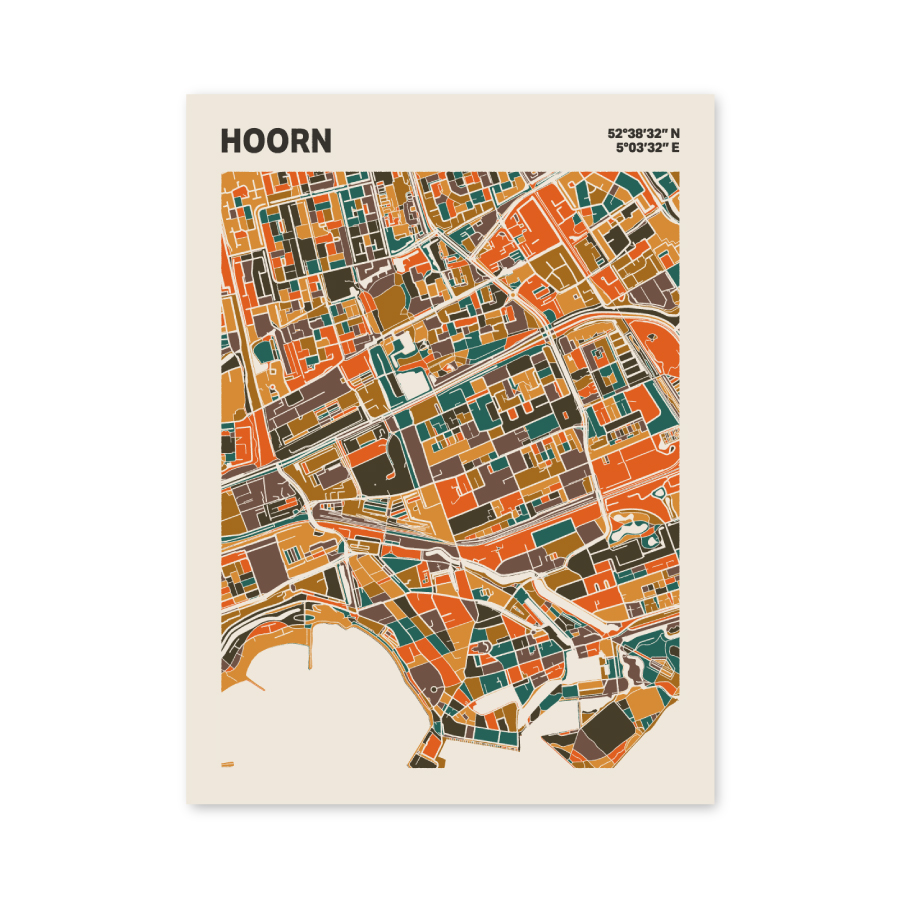 Plattegrond poster Licht Hoorn mozaiek stl 06 mockup poster schaduw 06 | Funky Fellow