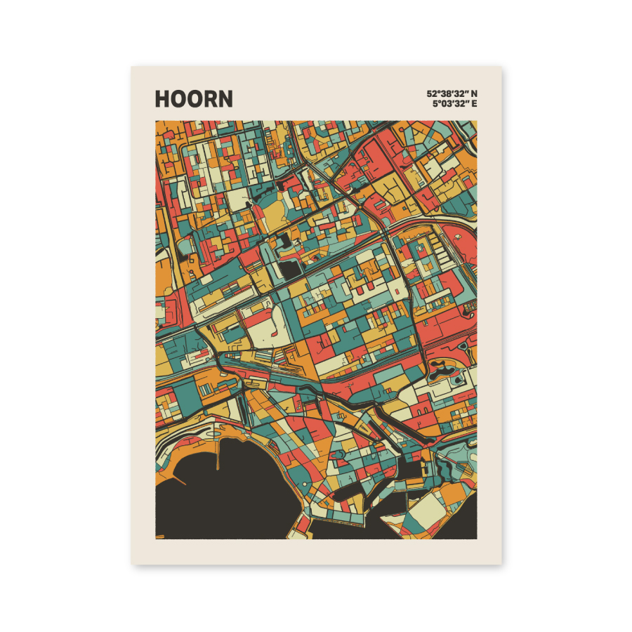 Plattegrond poster Licht Hoorn mozaiek stl 08 mockup poster schaduw 06 | Funky Fellow
