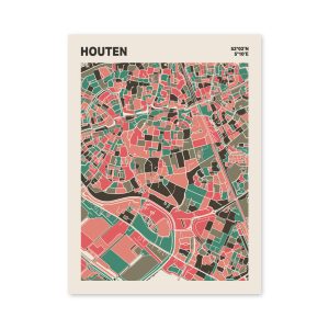 Plattegrond poster Licht Houten mozaiek stl 02 mockup poster schaduw 06 | Funky Fellow