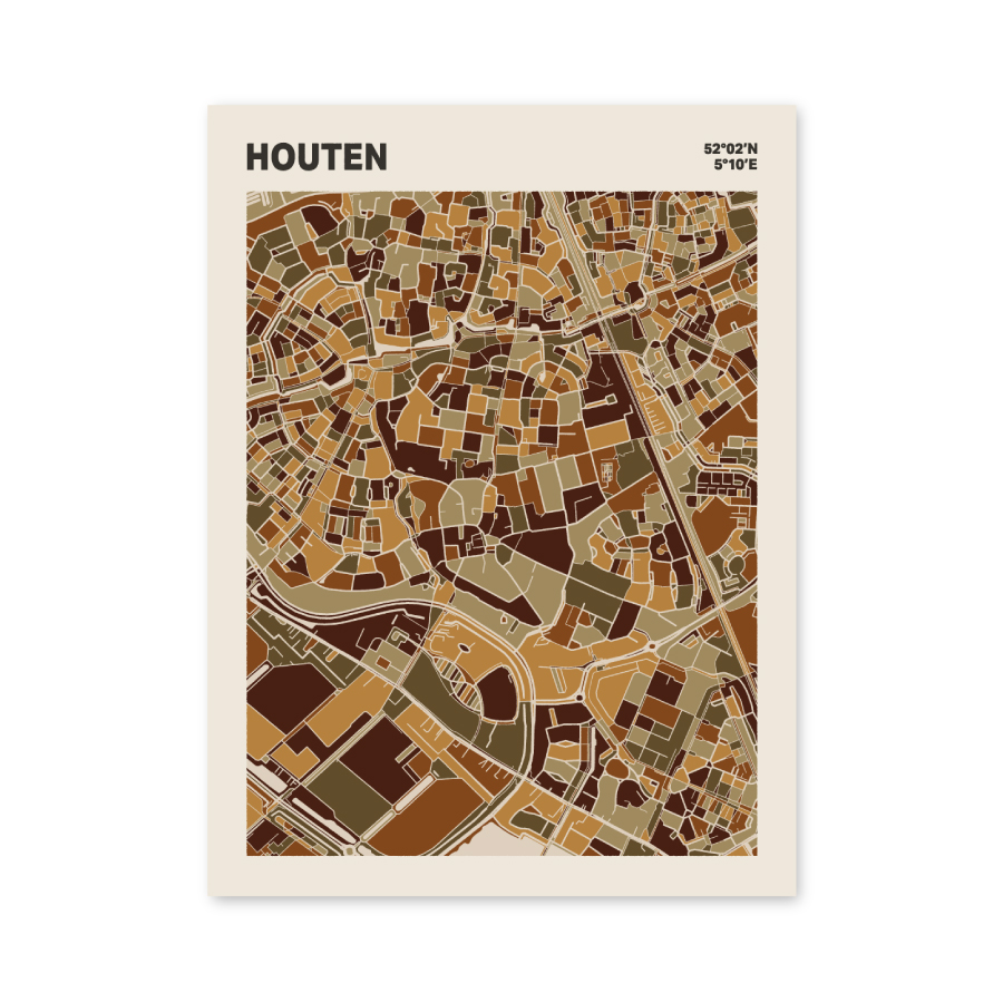 Plattegrond poster Licht Houten mozaiek stl 03 mockup poster schaduw 06 | Funky Fellow