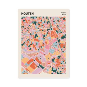 Plattegrond poster Licht Houten mozaiek stl 04 mockup poster schaduw 06 | Funky Fellow