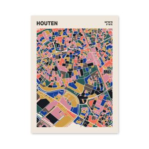Plattegrond poster Licht Houten mozaiek stl 05 mockup poster schaduw 06 | Funky Fellow