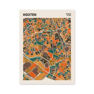 Plattegrond poster Licht Houten mozaiek stl 06 mockup poster schaduw 06 | Funky Fellow