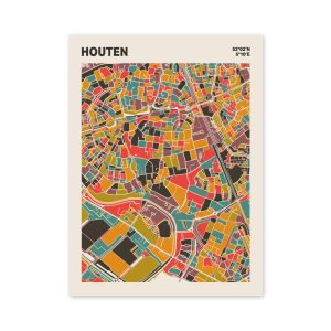 Plattegrond poster Licht Houten mozaiek stl 07 mockup poster schaduw 06 | Funky Fellow