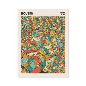 Plattegrond poster Licht Houten mozaiek stl 08 mockup poster schaduw 06 | Funky Fellow