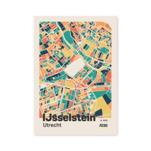 Plattegrond poster Licht IJsselstein mozaiek stl 01 mockup A6 schaduw voorkant | Funky Fellow