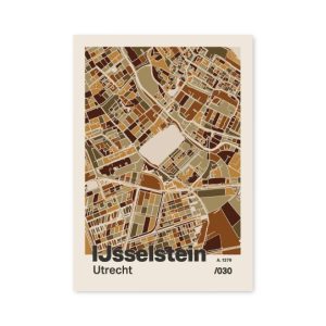 Plattegrond poster Licht IJsselstein mozaiek stl 03 mockup A6 schaduw voorkant | Funky Fellow