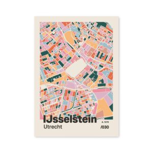 Plattegrond poster Licht IJsselstein mozaiek stl 04 mockup A6 schaduw voorkant | Funky Fellow