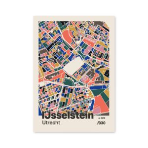 Plattegrond poster Licht IJsselstein mozaiek stl 05 mockup A6 schaduw voorkant | Funky Fellow