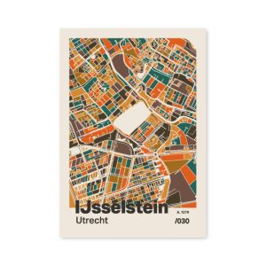 Plattegrond poster Licht IJsselstein mozaiek stl 06 mockup A6 schaduw voorkant | Funky Fellow