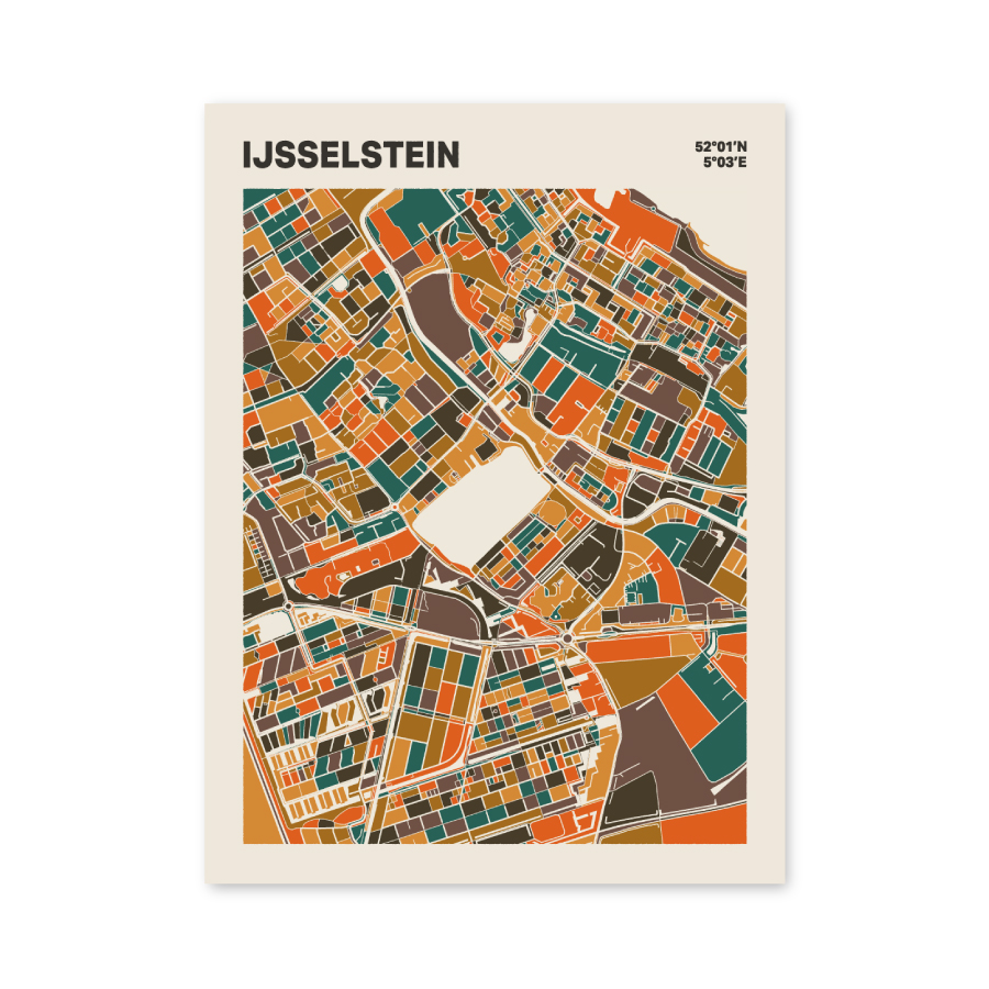 Plattegrond poster Licht IJsselstein mozaiek stl 06 mockup poster schaduw 06 | Funky Fellow