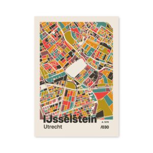 Plattegrond poster Licht IJsselstein mozaiek stl 07 mockup A6 schaduw voorkant | Funky Fellow