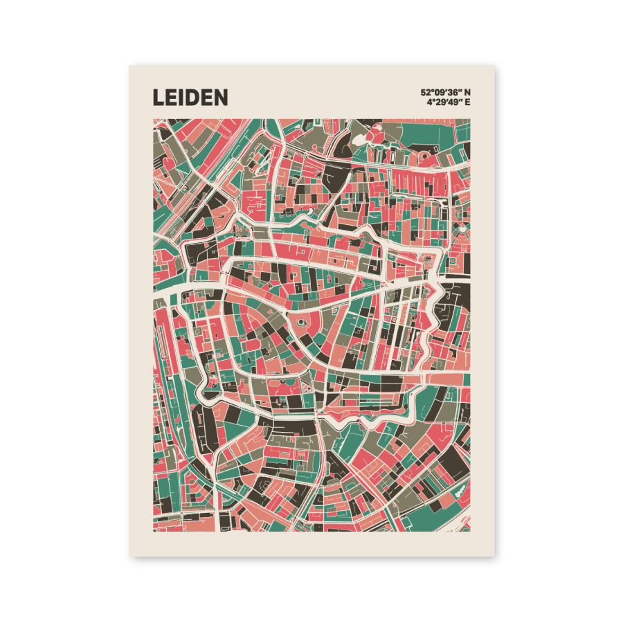 Plattegrond poster Licht Leiden mozaiek stl 02 mockup poster schaduw 06 | Funky Fellow