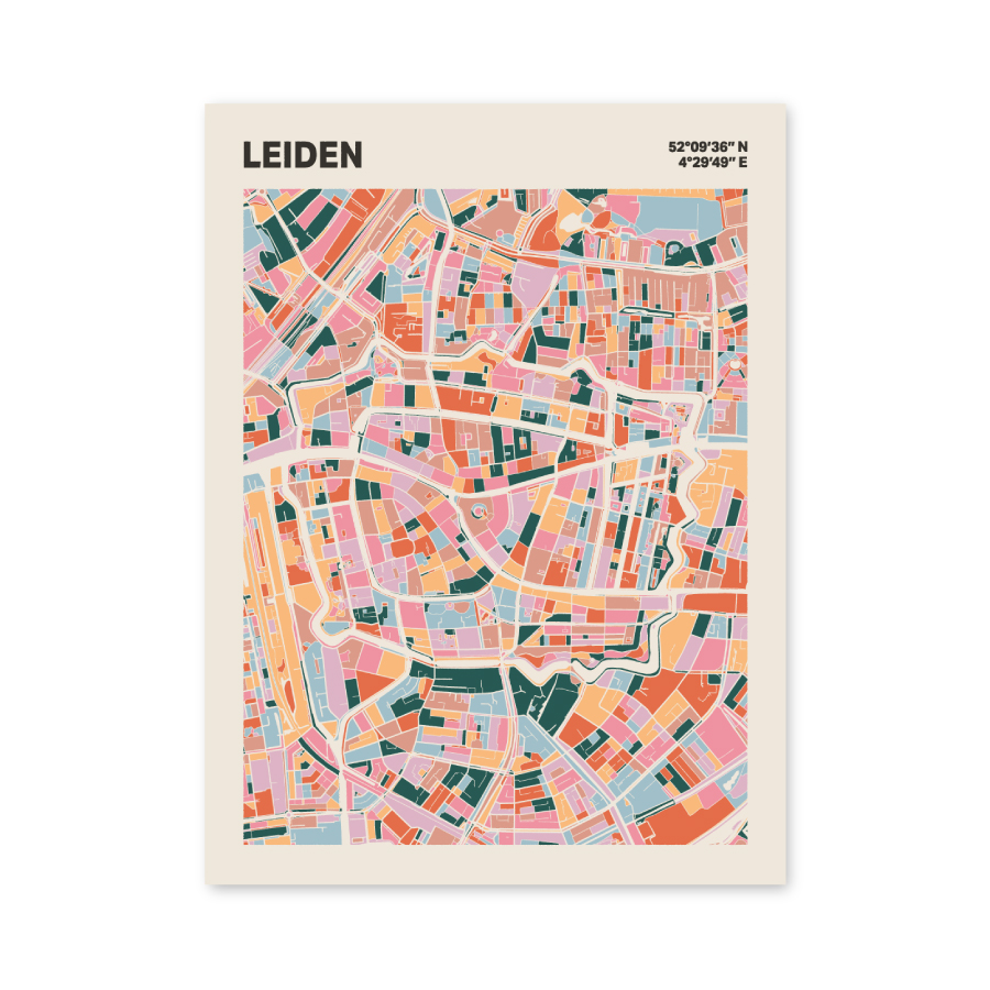Plattegrond poster Licht Leiden mozaiek stl 04 mockup poster schaduw 06 | Funky Fellow