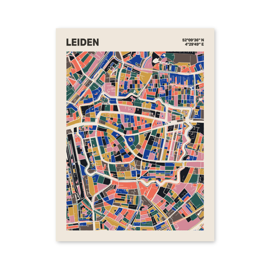 Plattegrond poster Licht Leiden mozaiek stl 05 mockup poster schaduw 06 | Funky Fellow