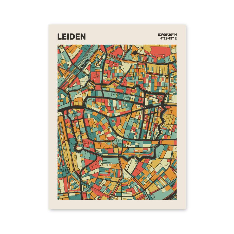Plattegrond poster Licht Leiden mozaiek stl 08 mockup poster schaduw 06 | Funky Fellow