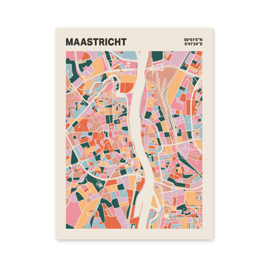 Plattegrond poster Licht Maastricht mozaiek stl 04 mockup poster schaduw 06 | Funky Fellow