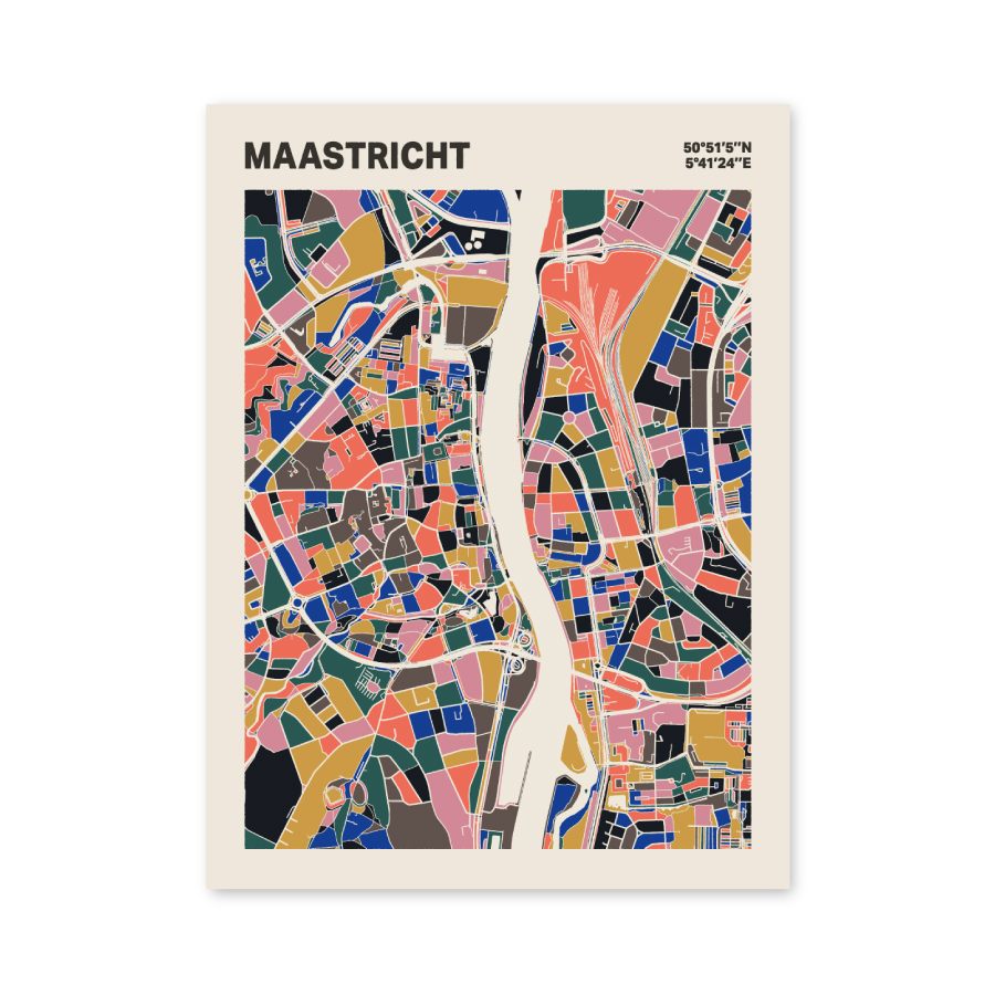 Plattegrond poster Licht Maastricht mozaiek stl 05 mockup poster schaduw 06 | Funky Fellow
