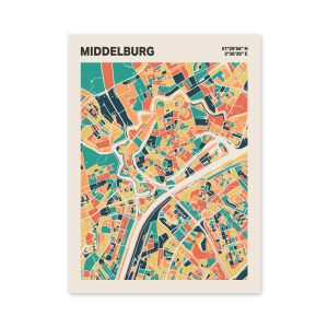 Plattegrond poster Licht Middelburg mozaiek stl 01 mockup poster schaduw 06 | Funky Fellow