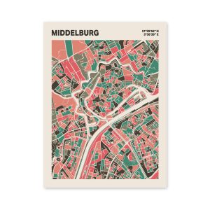 Plattegrond poster Licht Middelburg mozaiek stl 02 mockup poster schaduw 06 | Funky Fellow
