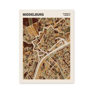 Plattegrond poster Licht Middelburg mozaiek stl 03 mockup poster schaduw 06 | Funky Fellow