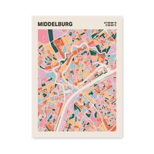 Plattegrond poster Licht Middelburg mozaiek stl 04 mockup poster schaduw 06 | Funky Fellow