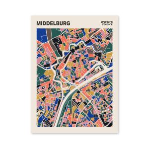 Plattegrond poster Licht Middelburg mozaiek stl 05 mockup poster schaduw 06 | Funky Fellow