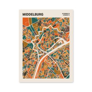 Plattegrond poster Licht Middelburg mozaiek stl 06 mockup poster schaduw 06 | Funky Fellow